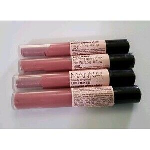 Lot Of 4-Manna Kadar Liplocked Priming Gloss Stain Lucky .5g/.01 Oz Sample